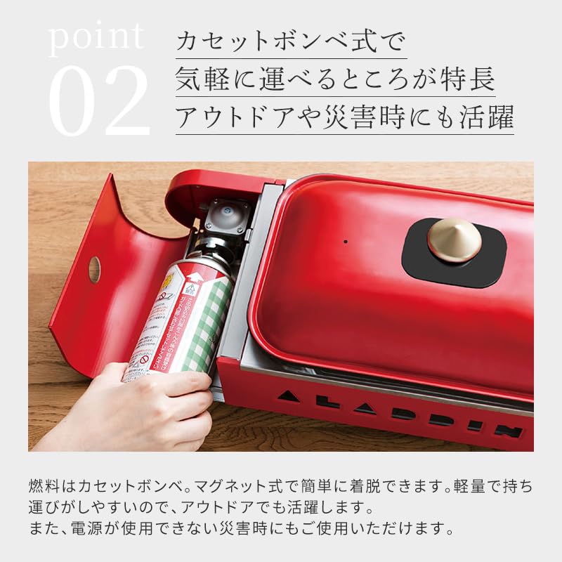 Amazon | 【レッド】アラジン ポータブルガスホットプレート プチパン